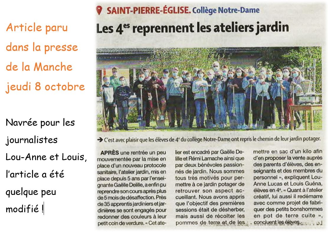 Article de rentrée presse de la manche Site collège